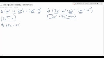 Alg 1-Unit 7-Alg 1-Unit 7-Adding & Subtracting Polynomials