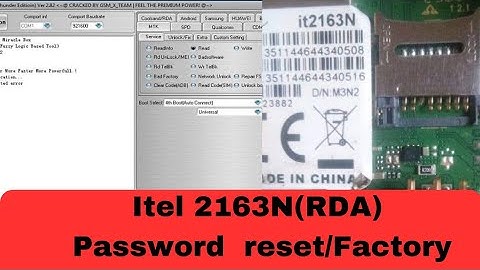 How to remove password (reset factory default) itel 2163N RDA on Miracle box