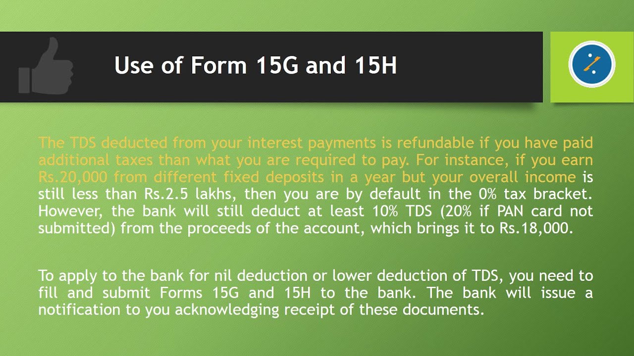 Form 15G and 15H for FD - YouTube