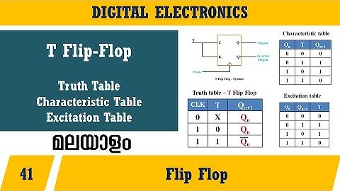 Lecture 41 – T Flip Flop Characteristic and Excitation table ( മലയാളത്തിൽ )  – Digital Electronics