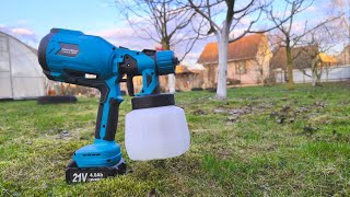 Cordless paint sprayer HEIMERDINGER LB113 garden whitewash.