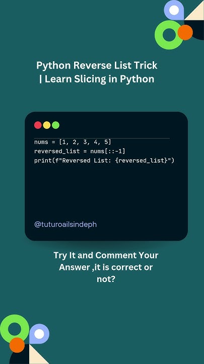 Python Reverse List Trick 25| Learn Slicing in Python | Python Tips # ...
