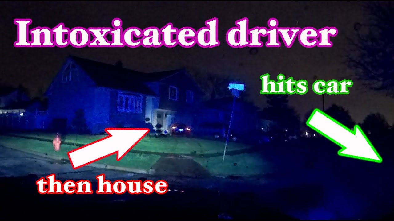 intoxicated driver hits car then house - YouTube