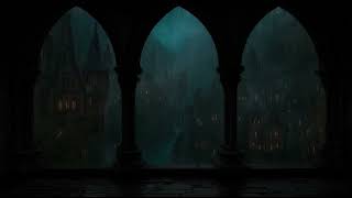 Heavy Rain and Thunder from Castle Bedroom Window - Rain Sounds for Sleep, Study, Deep Restful Calm