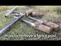 How to Remove 4x4 post with concrete .  Como remover postes de una cerca Vieja ( I made this tool )