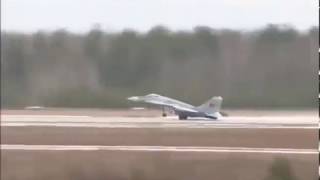 Авария истребителя МиГ 29 ВВС Белоруссии на взлете