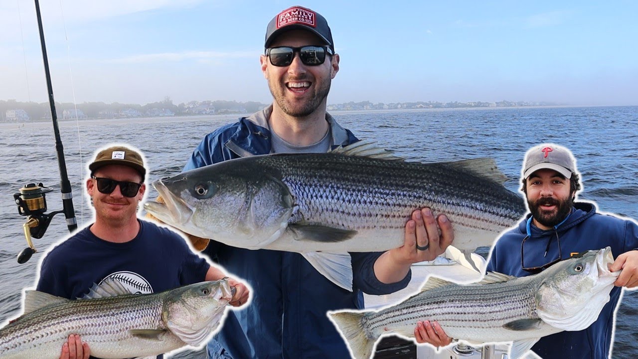 TROPHY Striper Fishing in MAINE. Tying my Biggest Striped Bass