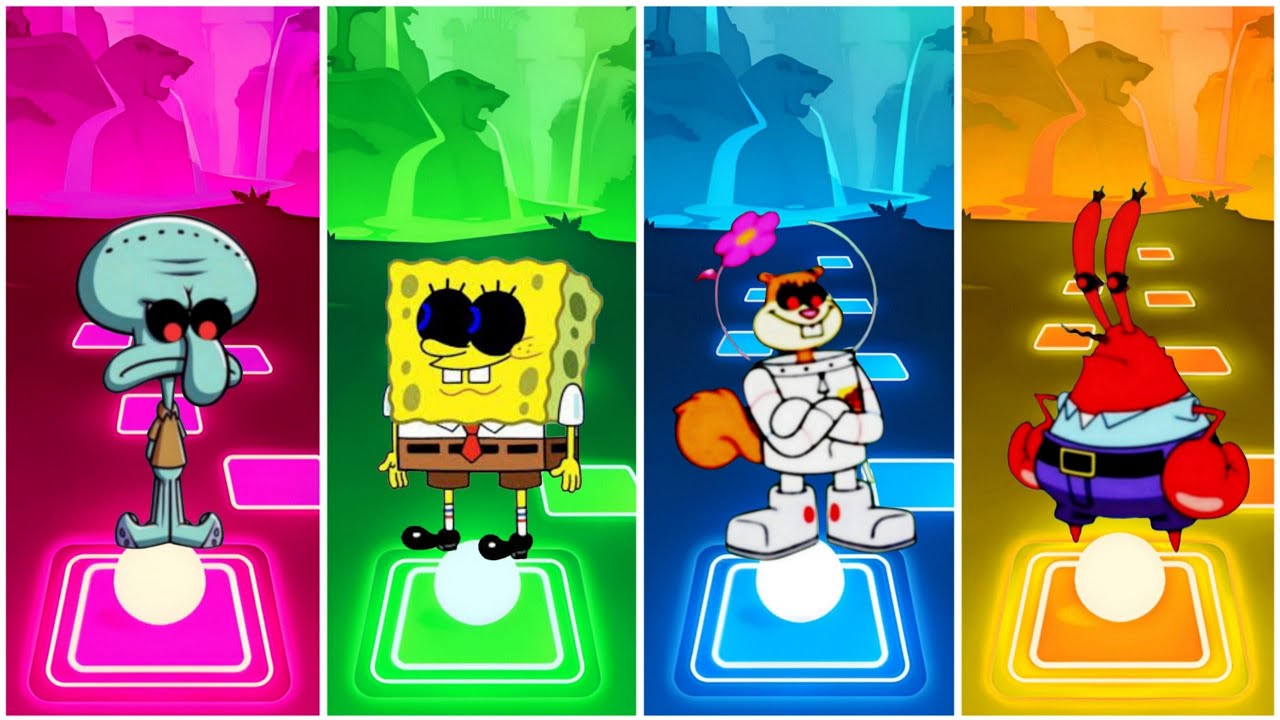 Tiles Hop Battle | Squidward EXE 🆚 Spongebob EXE 🆚 Sandy EXE 🆚 Mr Krabs EXE