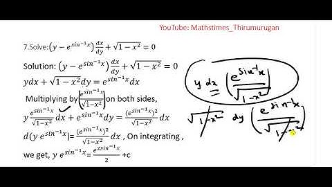 12th/EX-10.7/Q.no-7/Solve:(𝑦−𝑒^(〖𝑠𝑖𝑛〗^(−1) 𝑥) )  𝑑𝑥/𝑑𝑦+√(〖1−𝑥〗^2 )=0 /Alternative Solution/ODE
