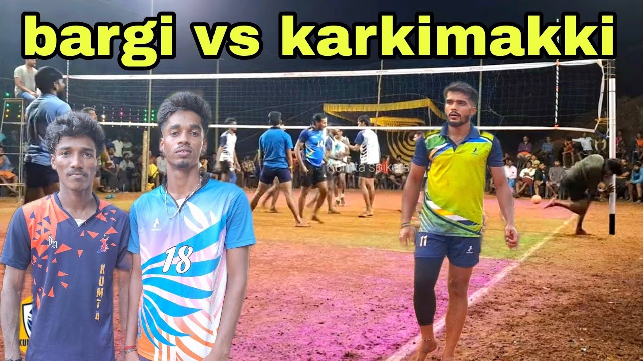 kumta village volleyball match bargi vs karkimakki heavy fight 💪 yogu deepak gopal shiva giresh