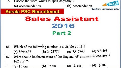 sales assistant 2016 (Part 2) ( kerala psc solved question paper)
