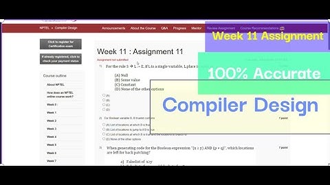 Compiler Design Week 11 Assignment | compiler design Week 11 Assignment solution | Compiler Design
