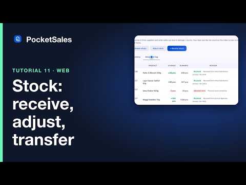 Stock: receive, adjust and transfer — PocketSales tutorial