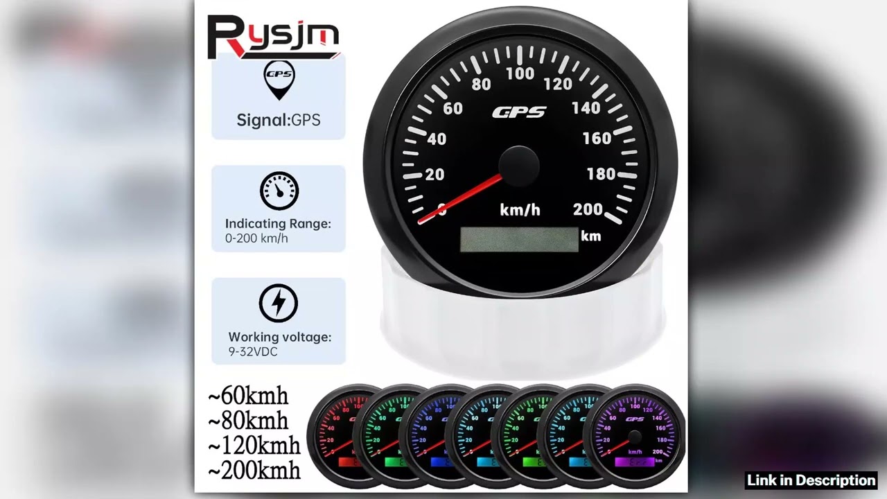85MM GPS Speedometer Gauge 60120200KMH 7 Color Light with GPS Antenna Waterproof Motorcycle Boat Ca