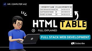 Table Tag Full Explained | FULL STACK WEB DEVELOPMENT COURSE With Certificate.  @mr.computerwiz