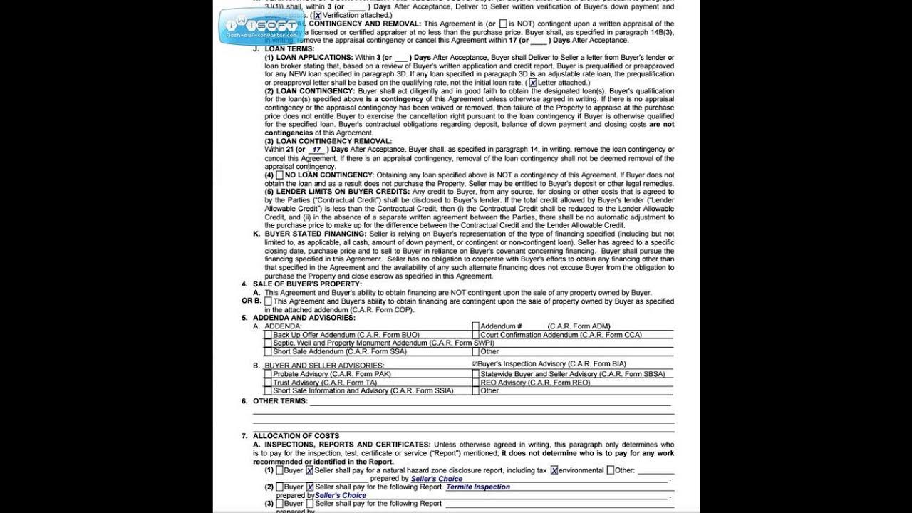 CA Residential Purchase Agreement Video Tutorial YouTube