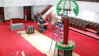 Timelapse Video of Twin Tesla Coil Setup @teslaorchestra