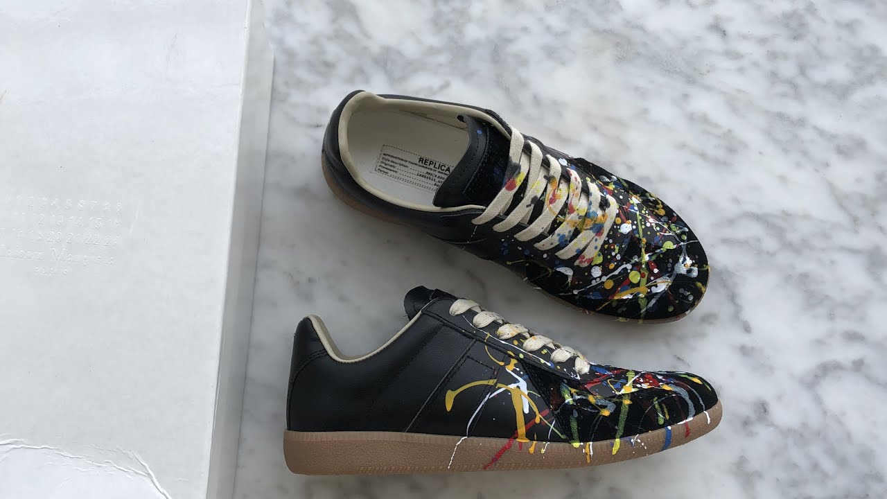 M-aison Margiela Replica Paint Splatter Effect Sneakers Black