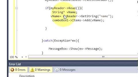 Visual C++ Tutorial 13 -Windows Forms Application: Database values in textbox if select Combobox
