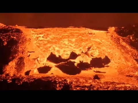 Real Lava Falls spotted at Meradalir Volcano, Iceland. 04.08.22