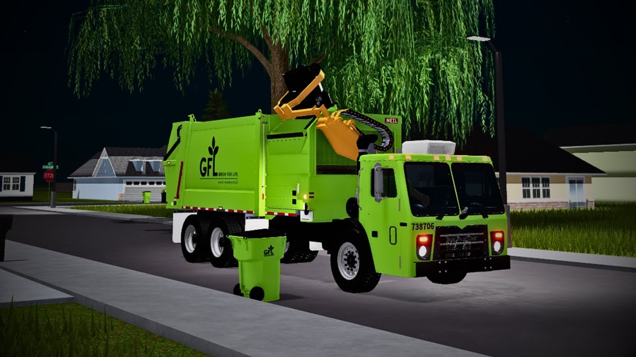 GFL Environmental Mack SST garbage truck in action! | Roblox Garbage Trucks