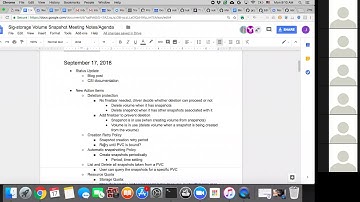 Kubernetes SIG Storage - Volume Snapshot Workgroup 20180917