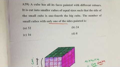 Civil Services 2016_Qn A59, A cube has all its faces painted with different colours. It is cut into.