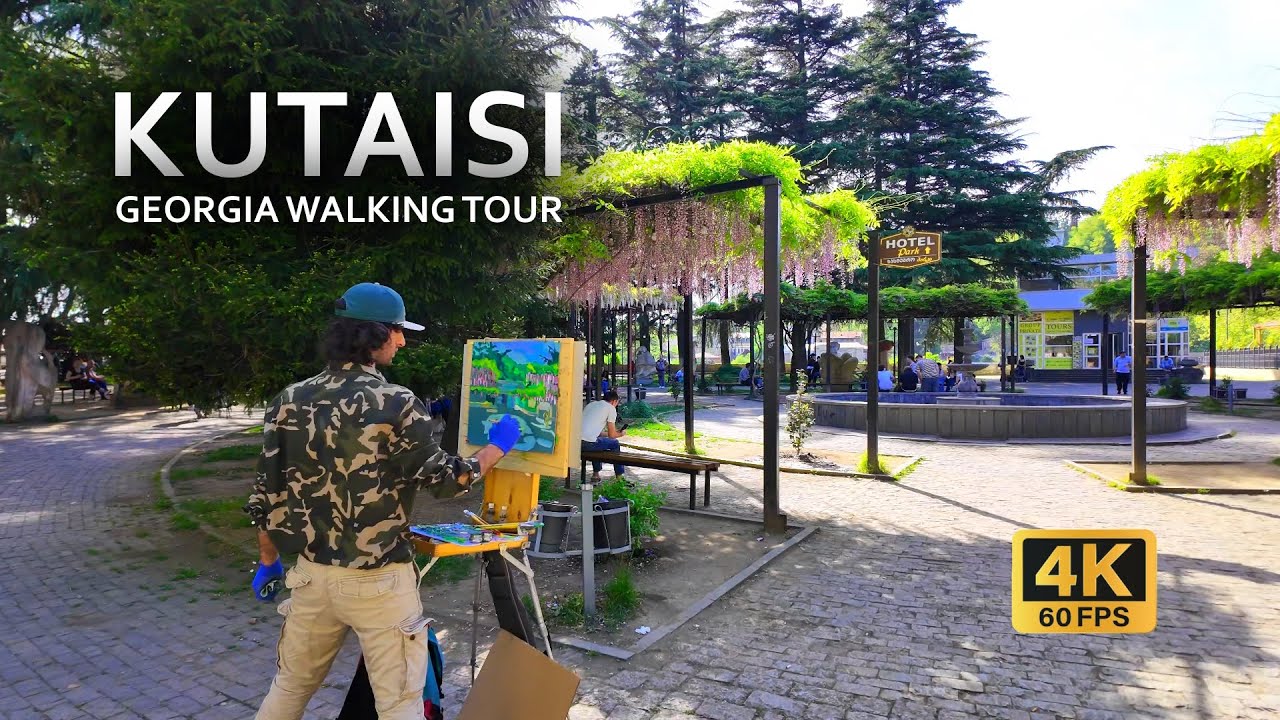 Kutaisi, Georgia walking tour 2024 4K 60 FPS | Kutaisi city center tourist spots