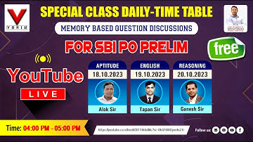 18th OCTOBER | APTITUDE | SBI PO PRELIM MEMORY BASED QUESTION DISCUSSION BY VANIK BEST FACULTY#vanik