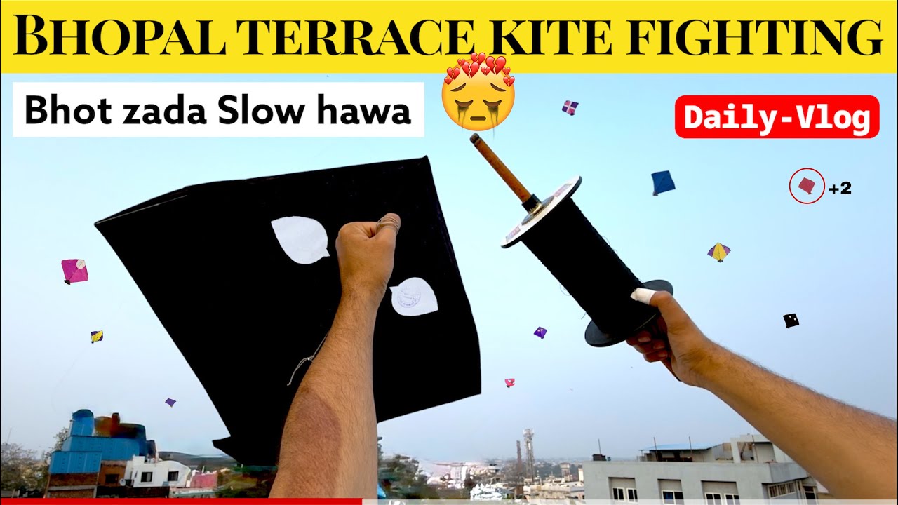 Aaj Hawa Ne Dhoka Diya… Dekho Kya Hua 😳| Terrace kite fighting | Bhopal | chaat sa patangbaazi 