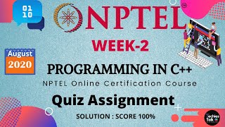 NPTEL Programming in C++ Week 2 Quiz Assignment Solutions || August 2020 || Swayam