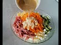 Проще простого! Сытный салат из корейской моркови с колбаской! Быстро и просто! Быстрый салат