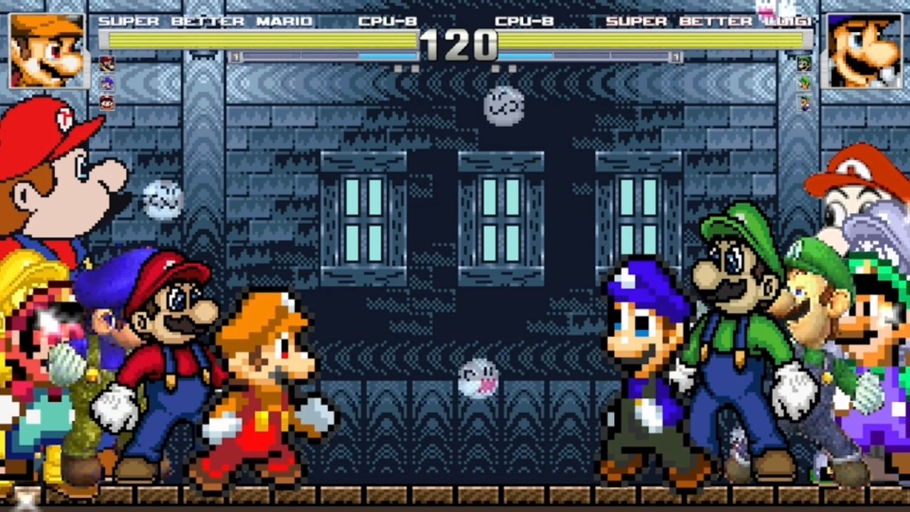 8 Mario’s vs. 8 Luigi’s 8v8 Absolute War (Super Mario Bros.) | M.U.G.E.N