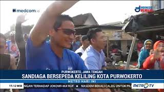 Suasana Kampanye Sandiaga Bersepeda Keliling Kota Purwokerto