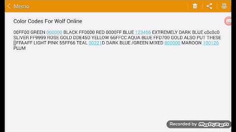 Color Codes For Wolf Online