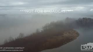 12-22-2017 Moscow, Arkansas Fog setting in on the Arkansas River 4k drone footage aerial