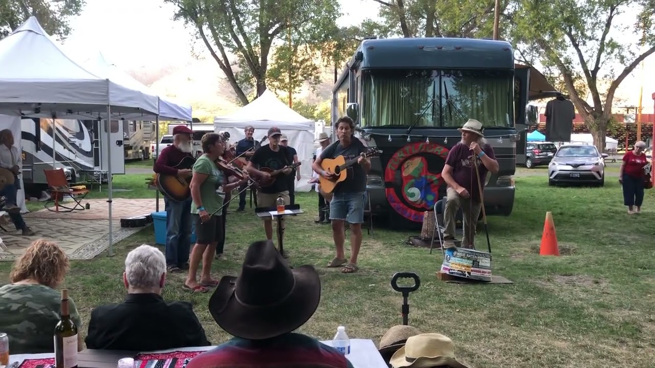 Tygh Valley Bluegrass open mic. winners singing Whiskey in Whiskey