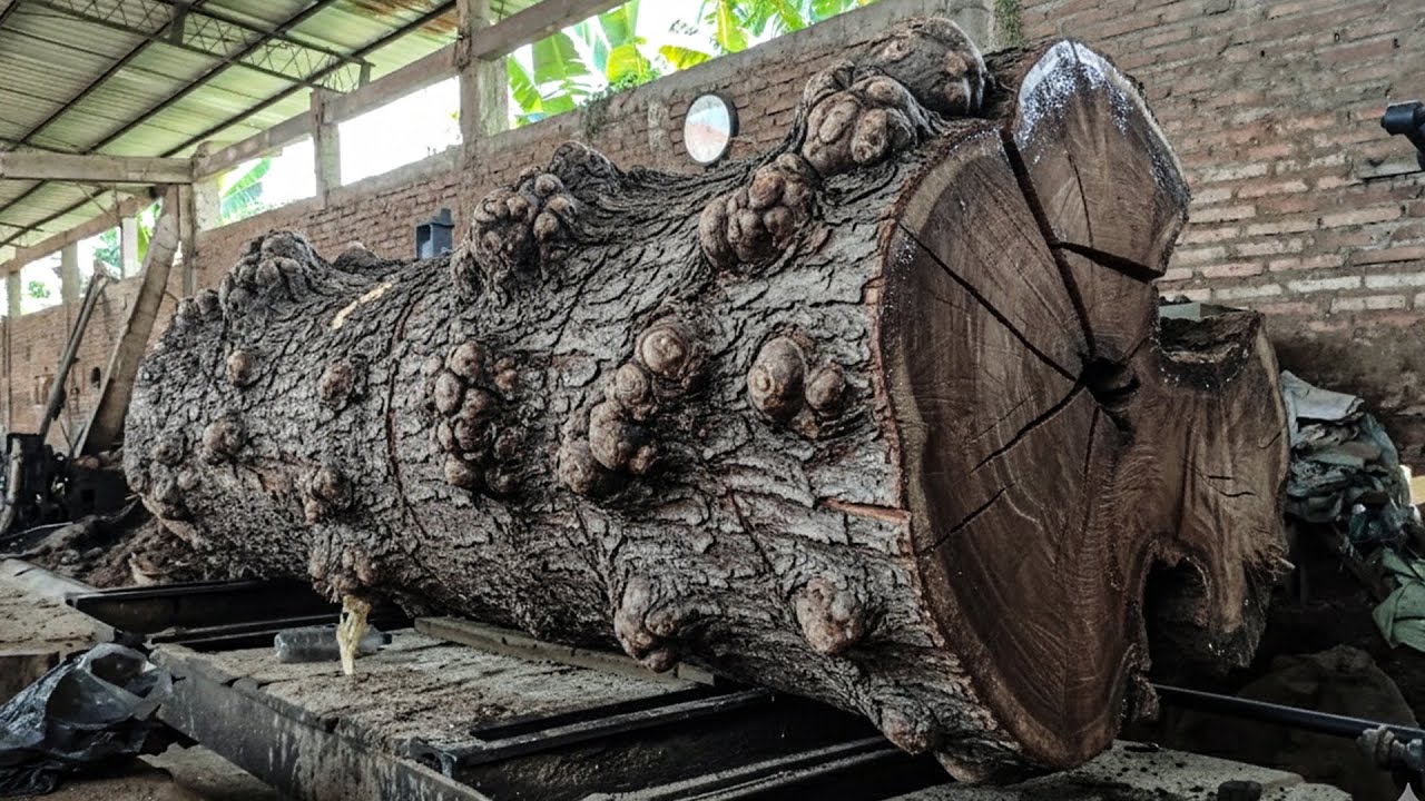 Unbelievable Sawmill Moment ‼️ Rolling a Massive Trembesi Log - YouTube