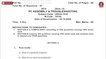 BCA 3RD SEM PC ASSEMBLY AND TROUBLESHOOTING DEC 2022 | PTU