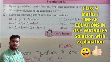 Class 9 practice set 5.1 algebra  chapter 5. Linear equations in two variables