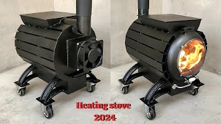 How to make a 3 in 1 heating stove   Fast heating stove with wind turbine latest version 2024