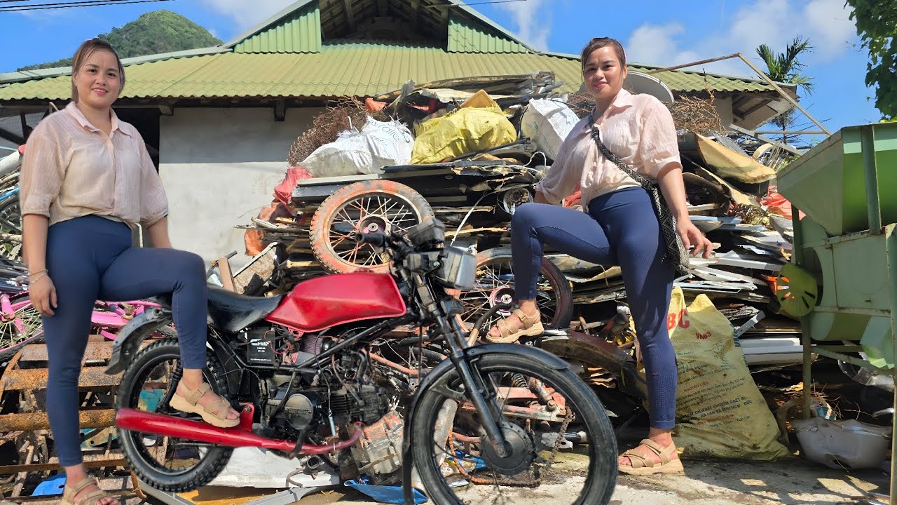 The girl repaired and restored the entire Honda Win scrap engine.