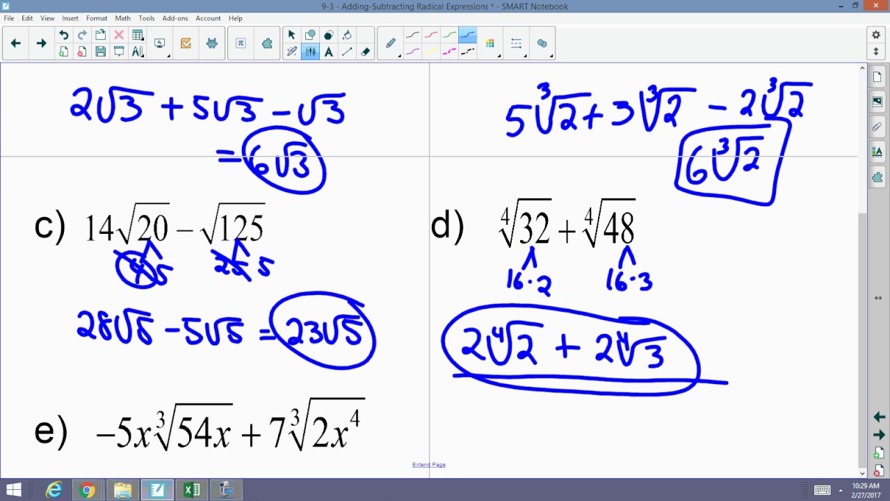 Algebra 2 Accelerated 9.3 Adding and Subtracting Radical Expressions