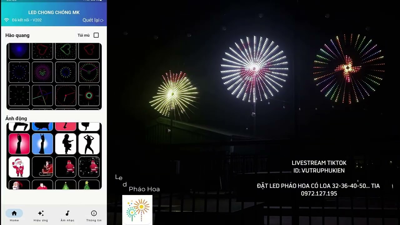 Hướng dẫn sử dụng Led Pháo Hoa 32 36 40 tia Lập Trình 2026 , thay đổi ảnh, chữ app qua điện thoại