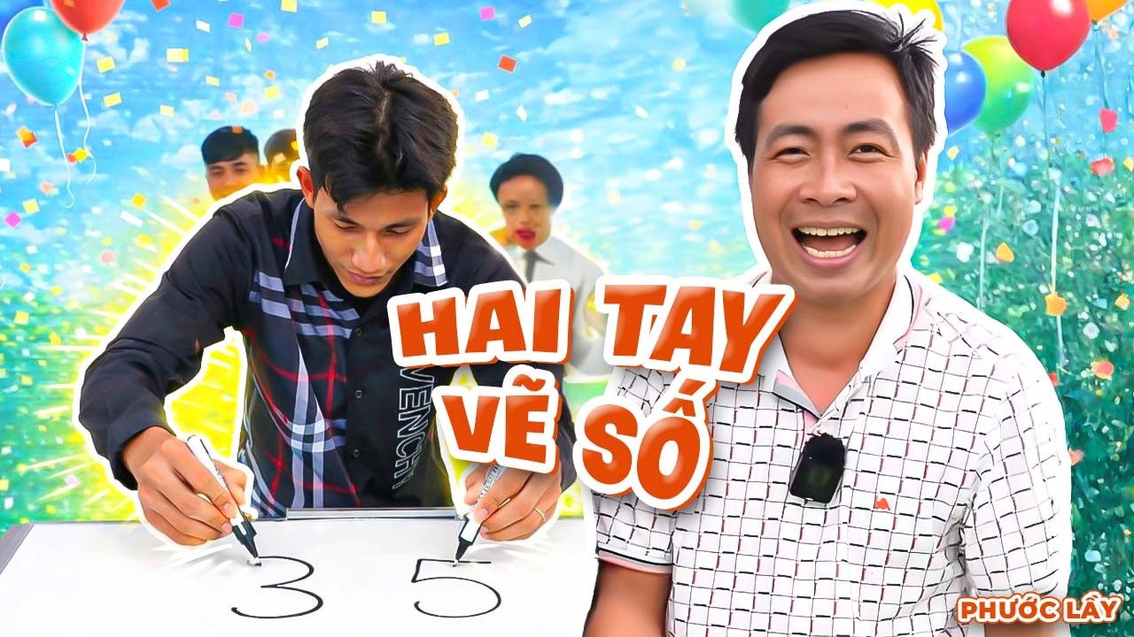 Thử Thách Vẽ Số 3 Và 5 Cùng Một Lúc Bằng Hai Tay Và Cái Kết | Phước Lầy