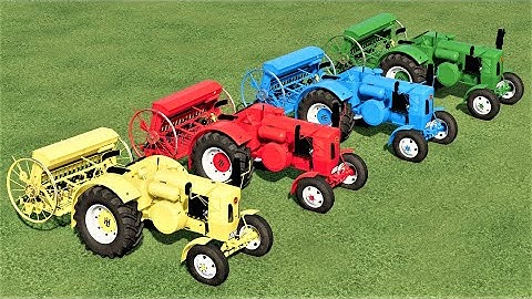 MINI TRACTORS OF COLORS ! TRANSPORTING MINI TRACTORS TO SEEDING & LOADING JOB ! Farming Simulator 22
