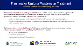 Planning for Regional Wastewater Treatment (Colorado)