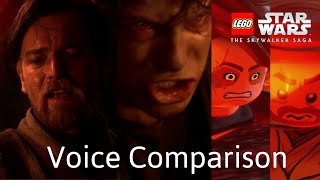 Anakin vs Obi Wan on Mustafar Voice Comparison  LEGO Star Wars: The Skywalker Saga