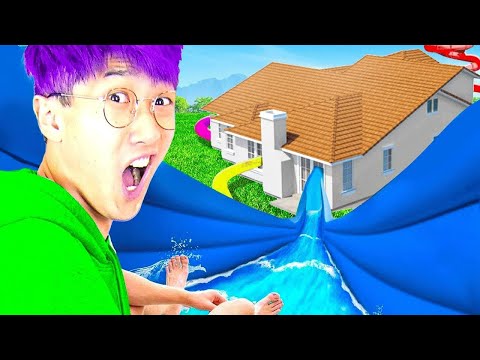 We Built a Waterpark In Our House?! (ROBLOX WATERPARK, AQUAPARK.IO, ROBLOX TSUNAMI & MORE!)