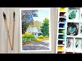 Basic Landscape Watercolor- a Beautiful Sunny House Landscape for Beginners Step by Step  |